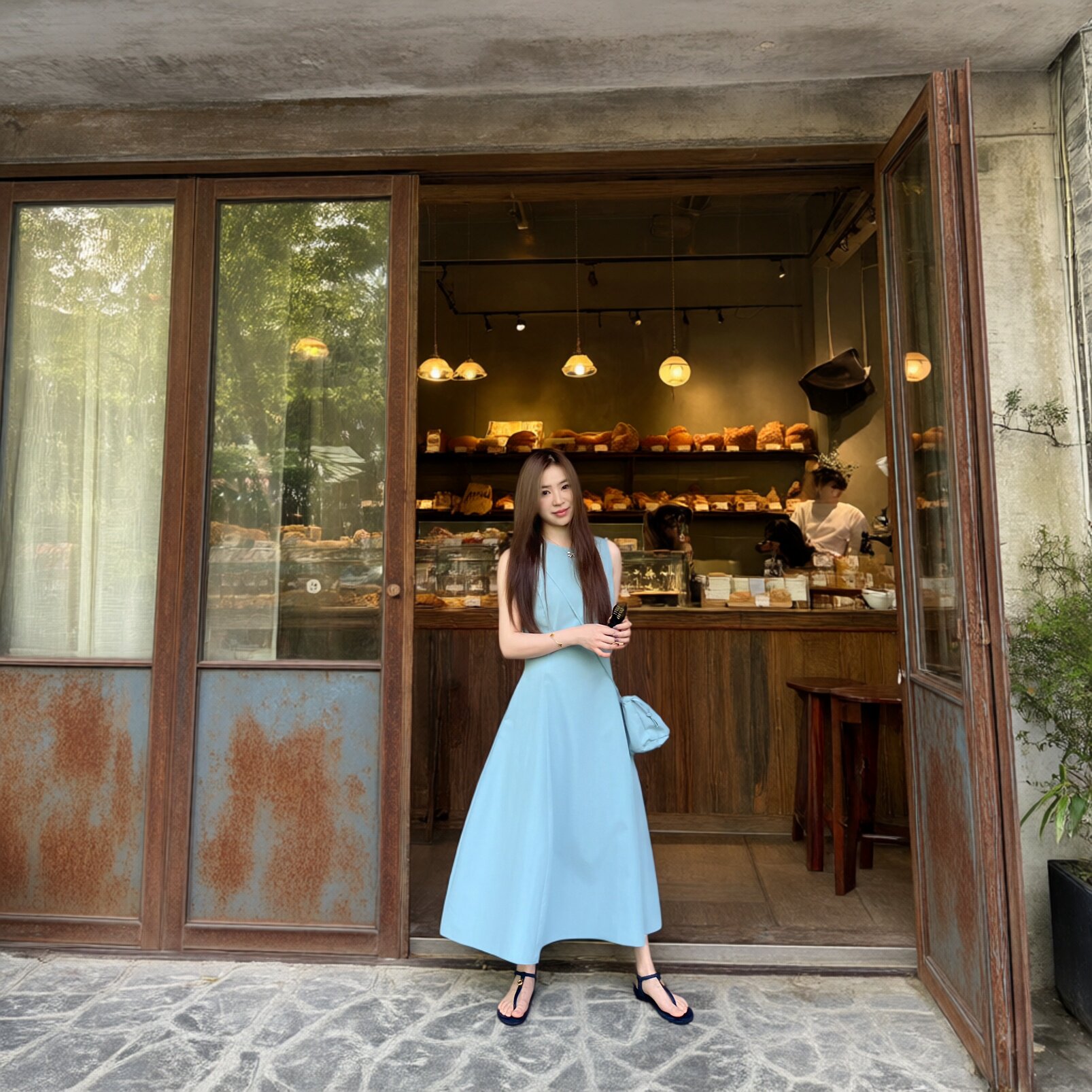 Hazel新品五一出游穿搭收腰设计显瘦连衣裙韩国设计师订制款长裙