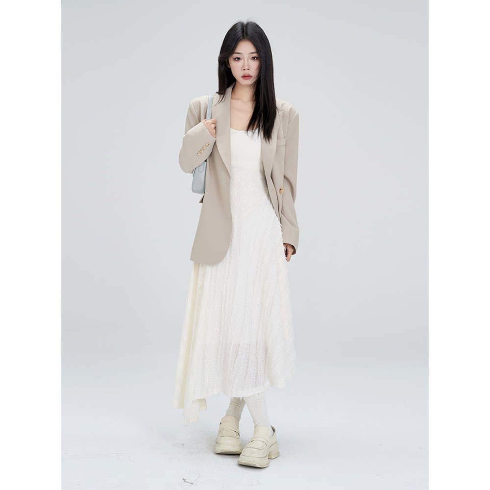 时尚休闲设计感西装外套吊带连衣裙套装通勤两件套女春季爆款