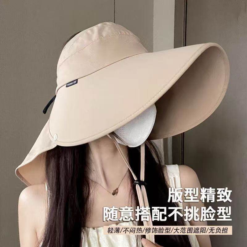 秋冬天加肥加大版防晒女遮阳空顶护颈帽子